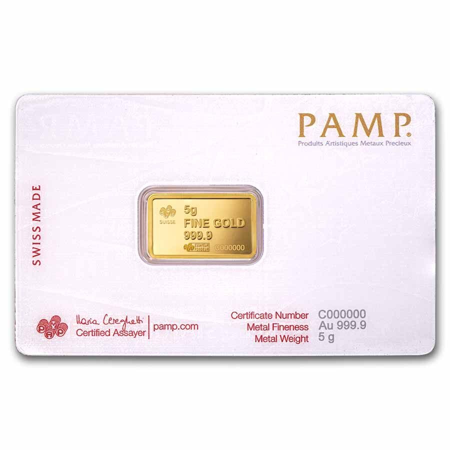 5 gram Gold Bar - PAMP America the Free: Statue of Liberty