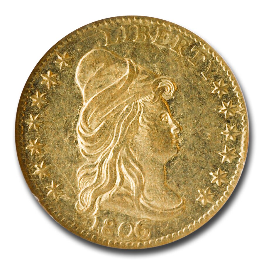 1806/5 $2.50 Capped Bust Gold Quarter Eagle AU-58 NGC (Stars 7x6)