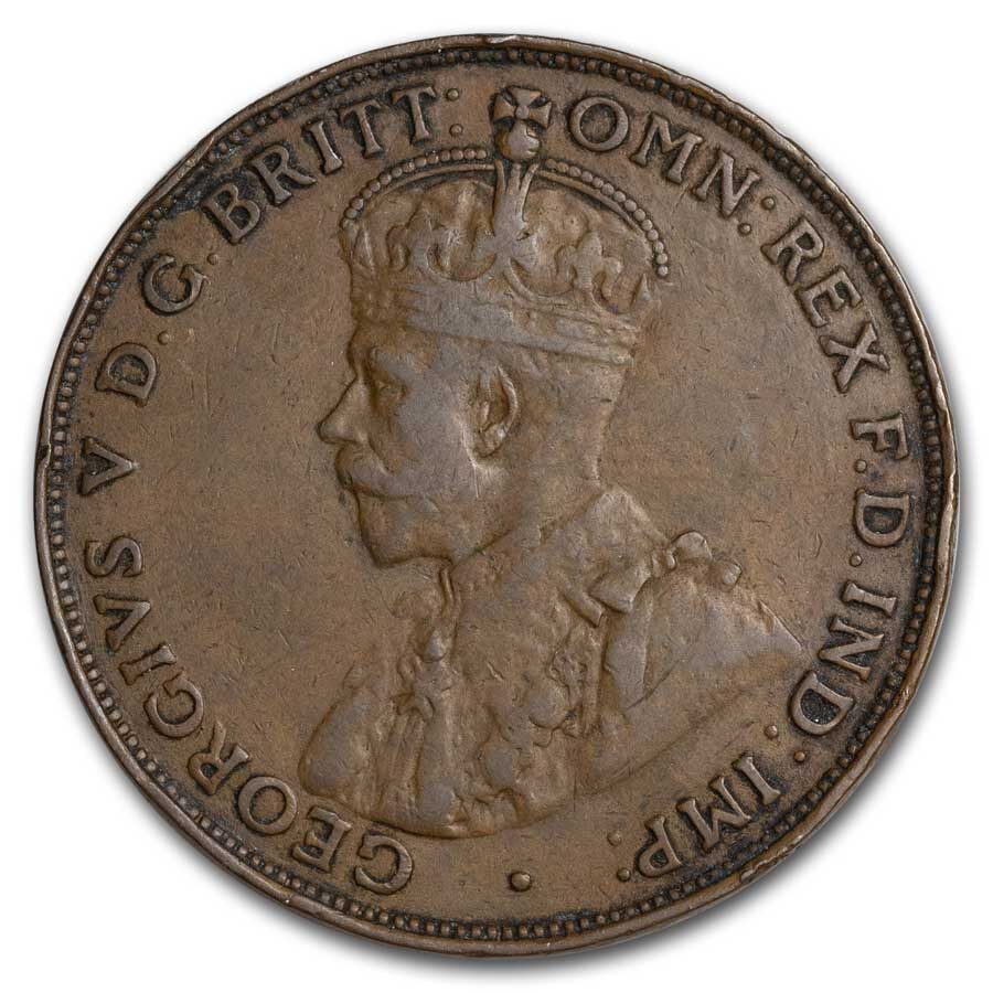 1911-1936 Australia Bronze Penny George V Avg Circ