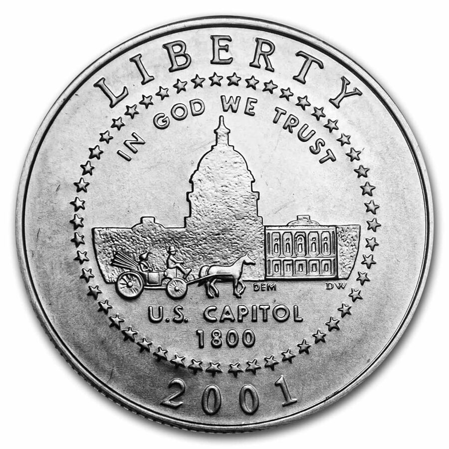 2001-P Capitol Visitor Center 1/2 Dollar Clad Commem BU (Card)