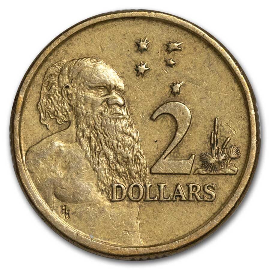 1988-1998 Australia 2 Dollars Elizabeth II Aboriginal Avg Circ