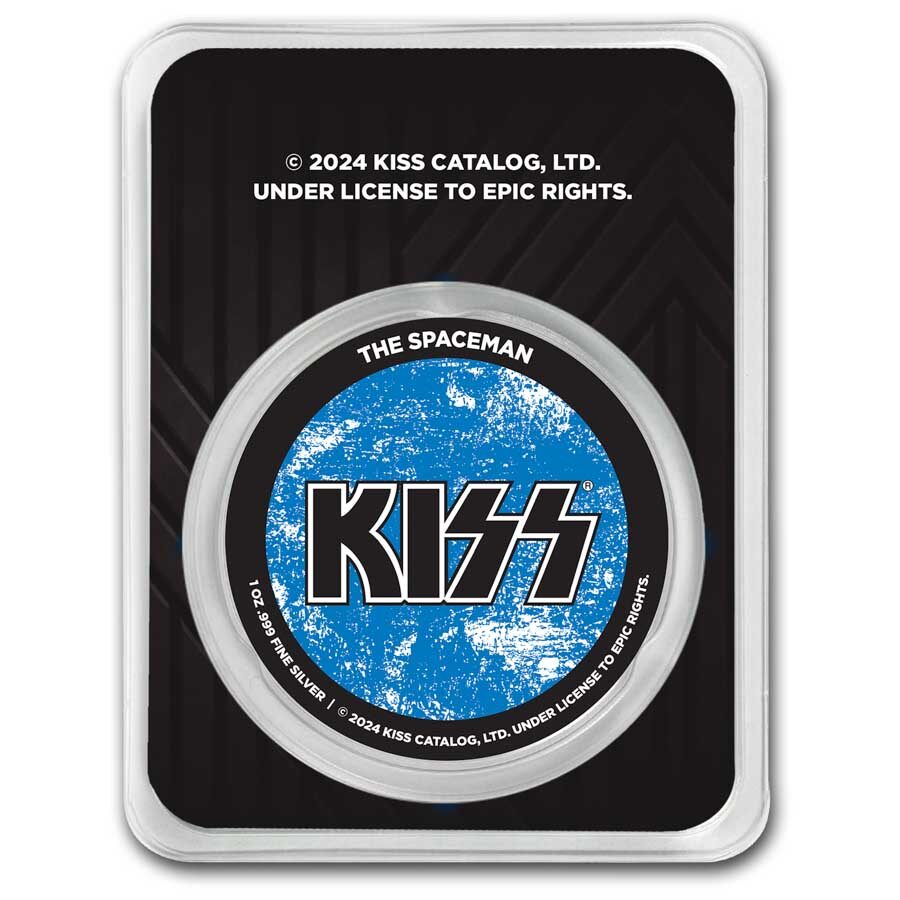 KISS 1 oz Silver Colorized Blue Spaceman in TEP