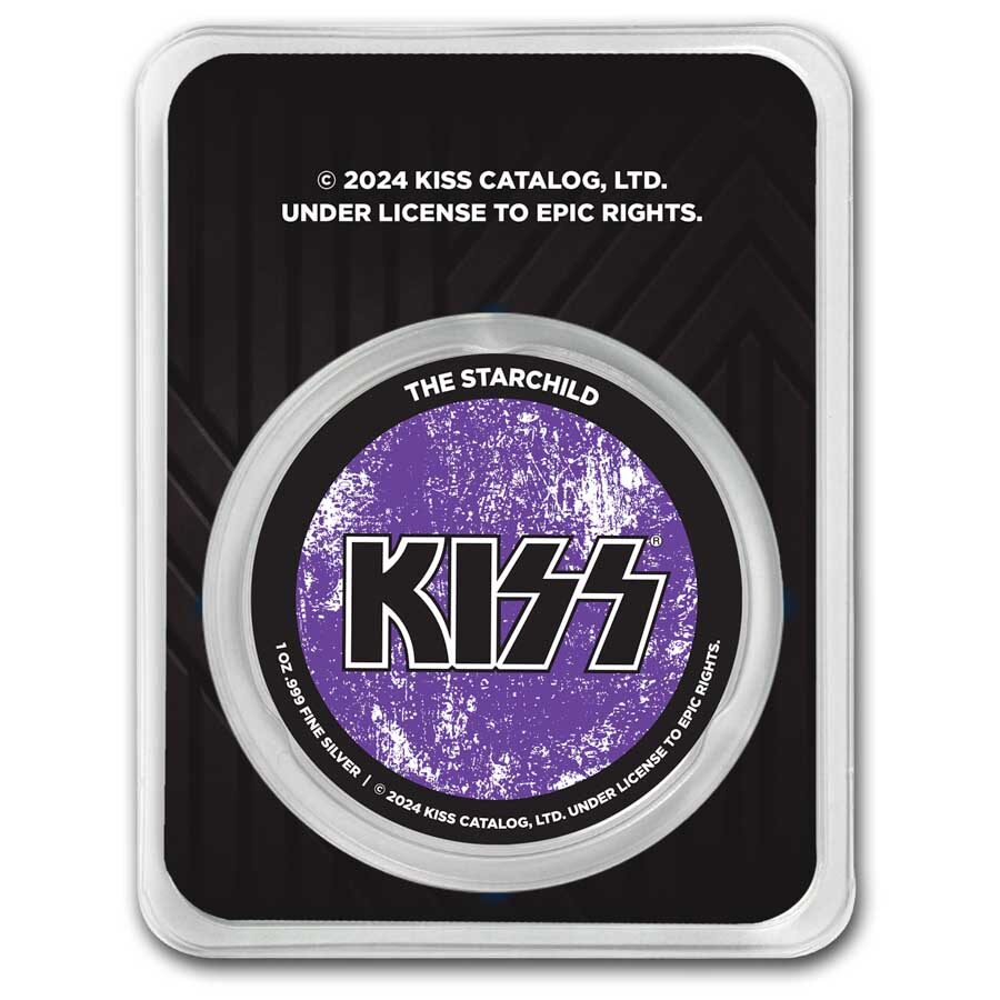 KISS 1 oz Silver Colorized Purple Starchild in TEP