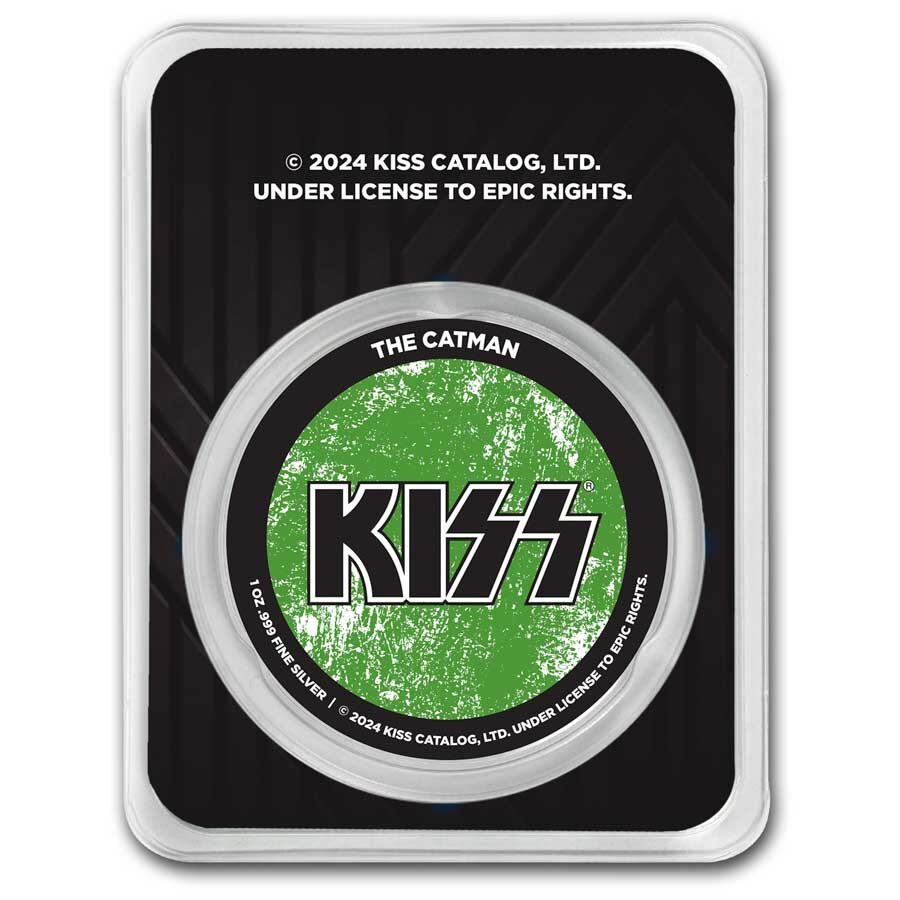 KISS 1 oz Silver Colorized Green Catman in TEP