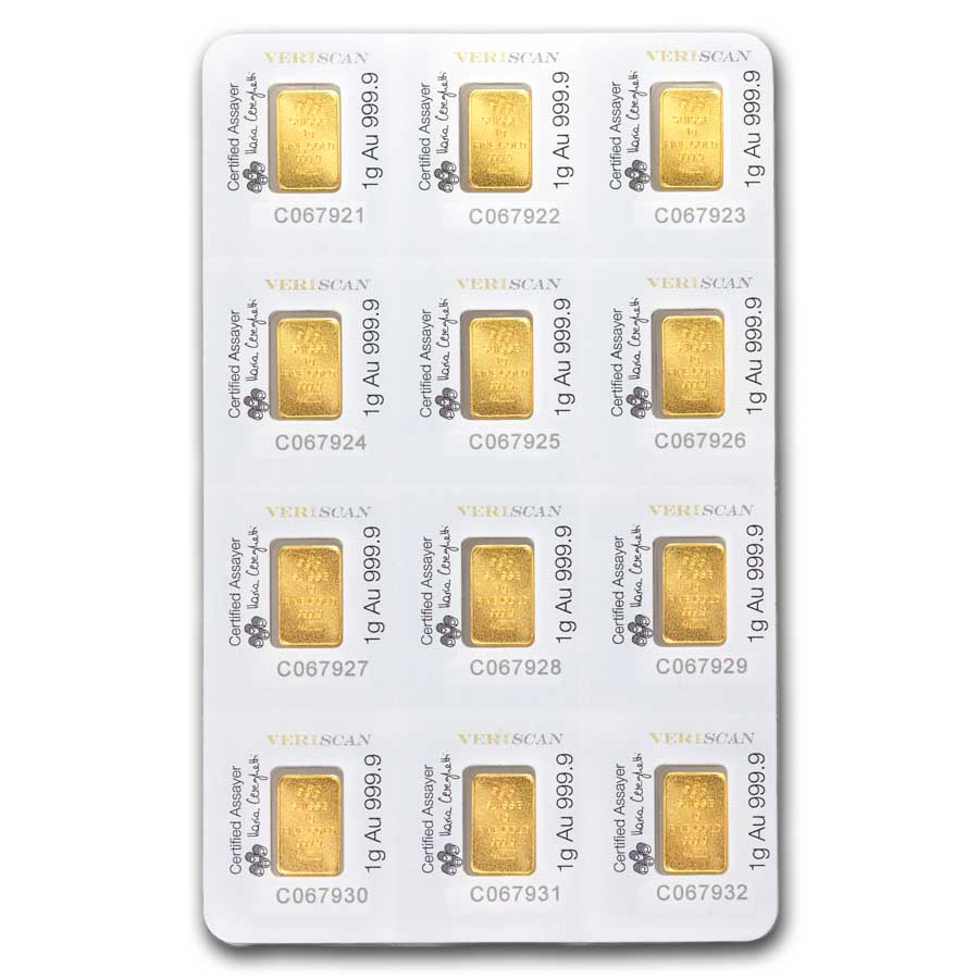 12x1 gram Gold Bar PAMP Suisse Multigram+12 (In Assay)