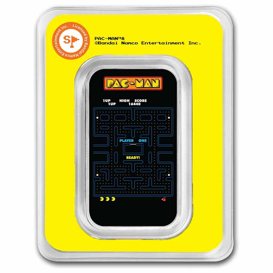 PAC-MAN Game Screen 1 oz Silver Colorized Bar