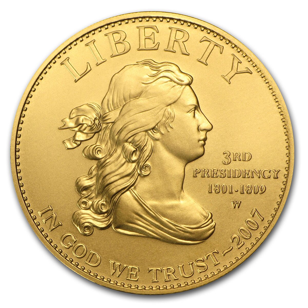 2007-W 1/2 oz Gold Jefferson's Liberty BU (w/Box & COA)