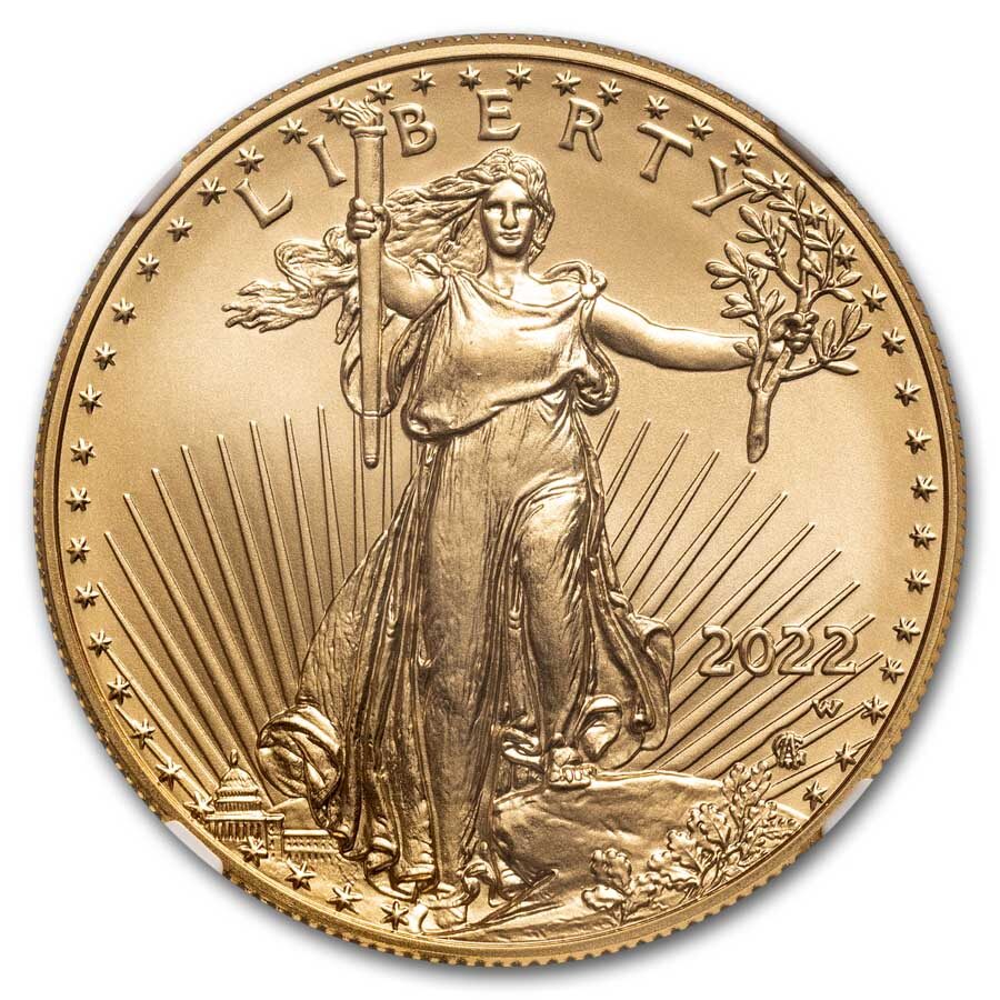 2022-W 1 oz Burnished Gold Eagle MS-70 NGC