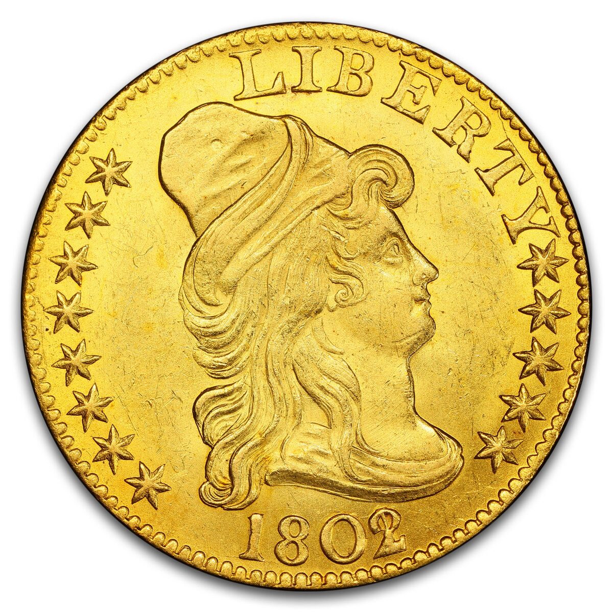 1802/1 $5 Capped Bust Gold Half Eagle MS-64+ PCGS