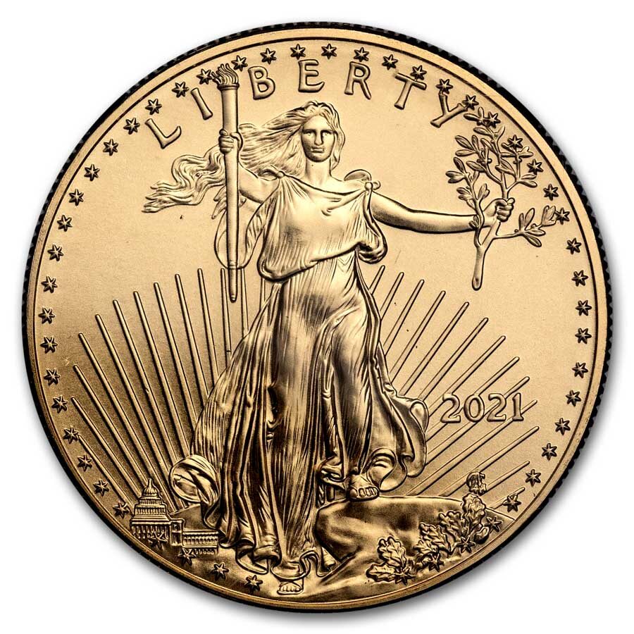 2021 1 oz American Gold Eagle (Type 1) MS-70 NGC (ER, Moy)