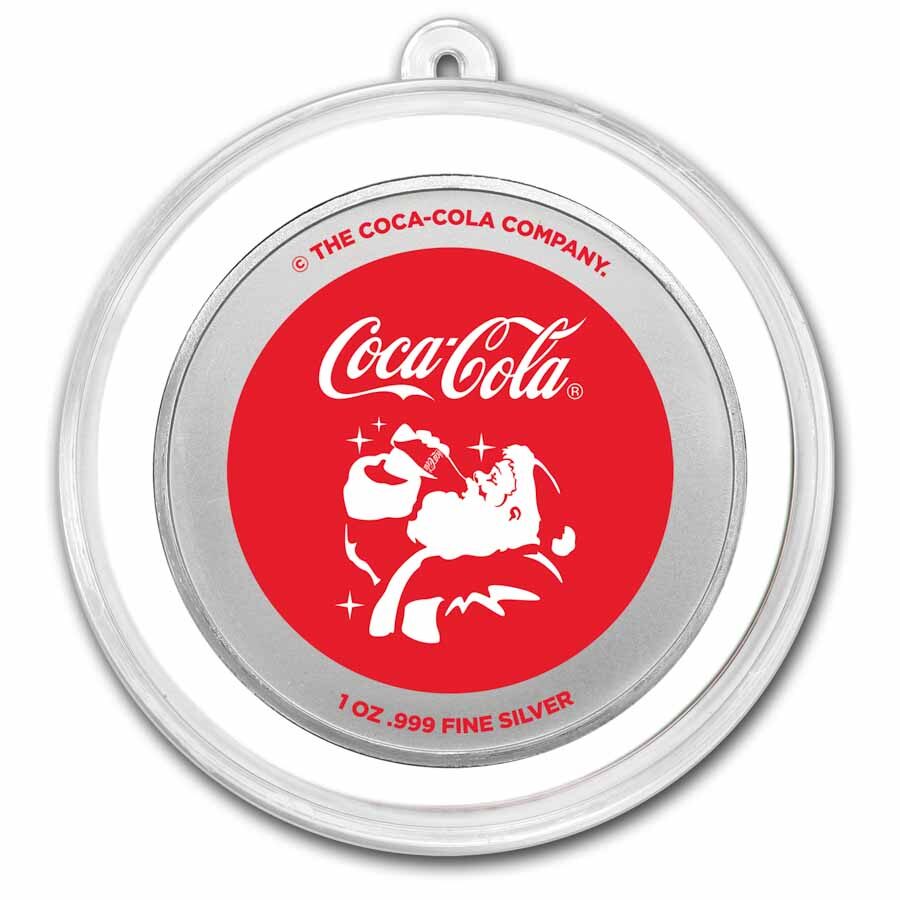 Coca-Cola® 1 oz Silver Santa Round in Ornament Capsule