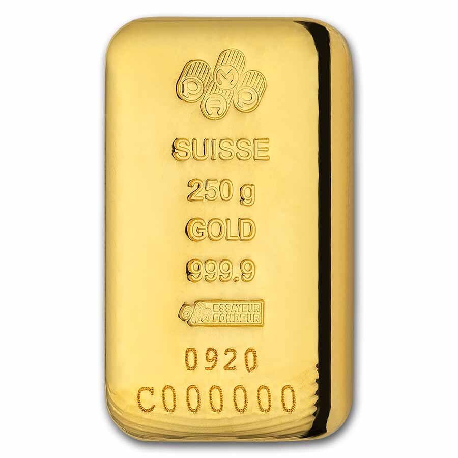250 gram Gold Bar - PAMP Suisse (Cast w/o COA)