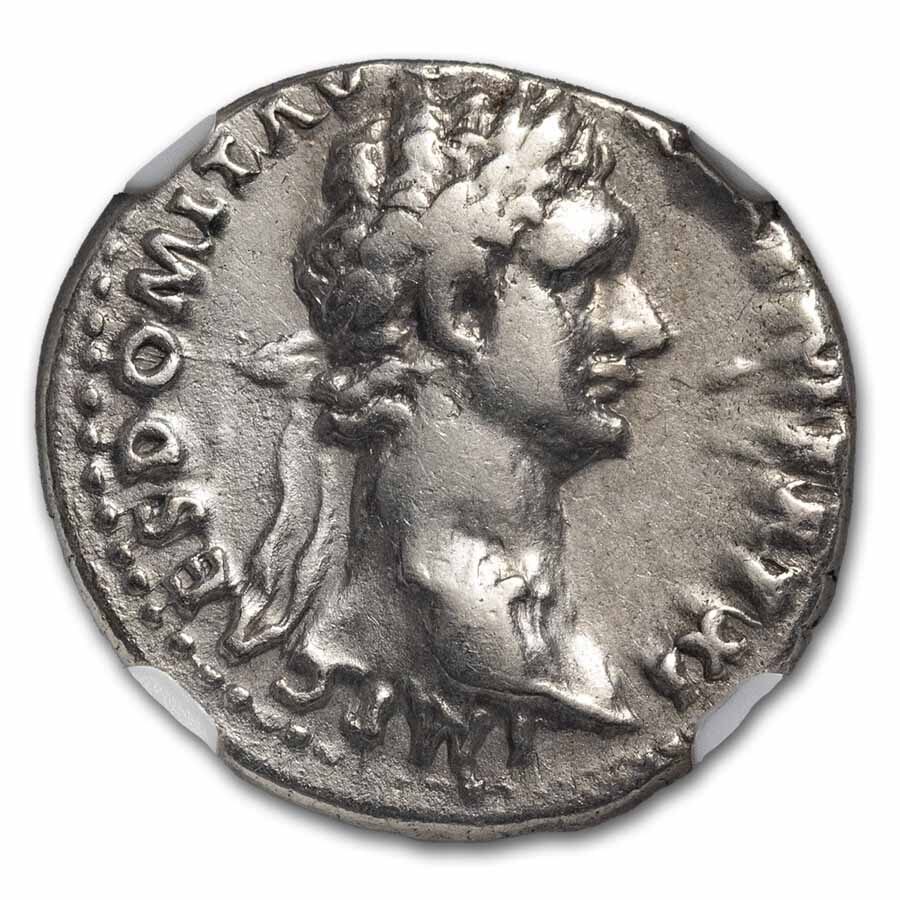 Roman Empire Denarius Domitian 81-96 AD Ch Fine NGC (Random Coin)