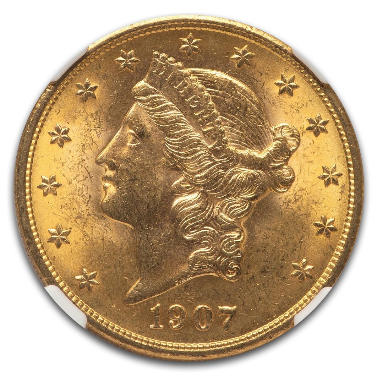 1907 $20 Liberty Gold Double Eagle MS-64+ NGC