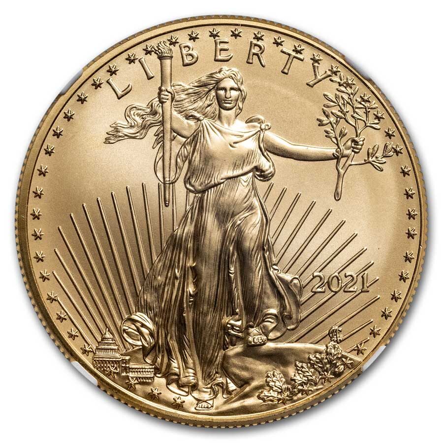 2021 1 oz American Gold Eagle (Type 1) MS-70 NGC