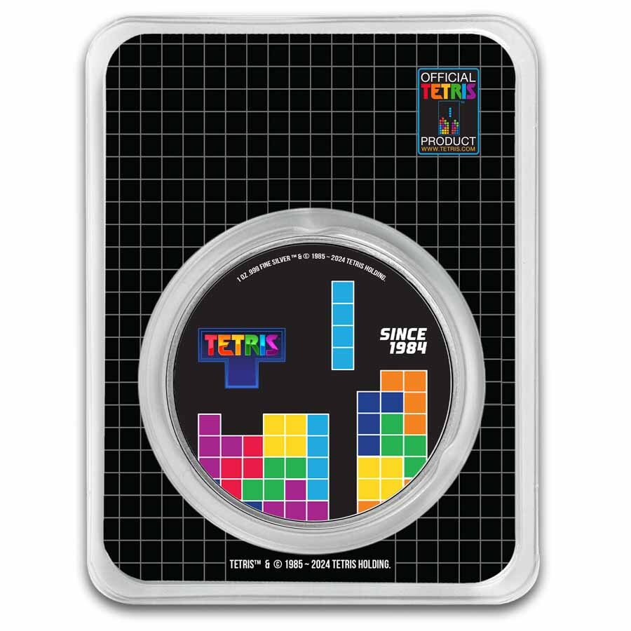 Tetris™ 1 oz Silver 40th Anniversary Colorized Round in TEP