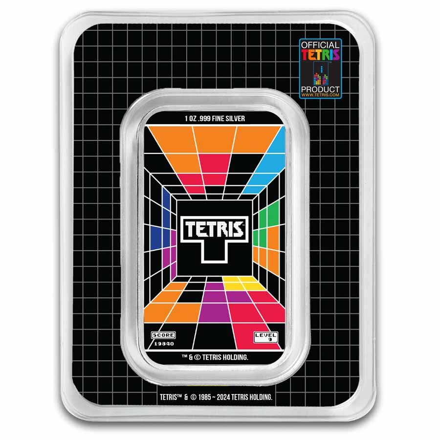 Tetris™ 1 oz Silver 40th Anniversary Colorized Bar in TEP