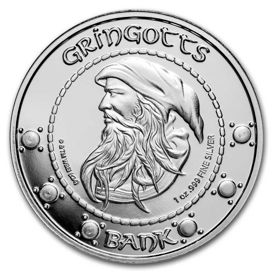 Harry Potter 1 oz Silver Currency: Sickle Round (100 in Bank Bag)