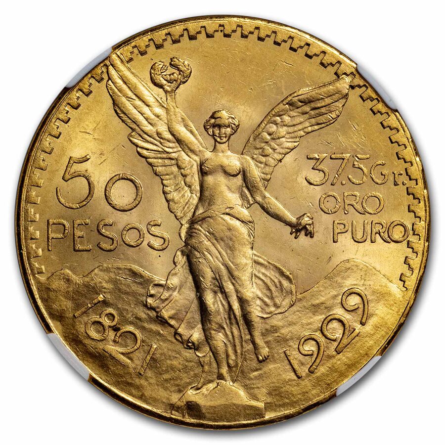 1929 Mexico Gold 50 Pesos MS-62 NGC