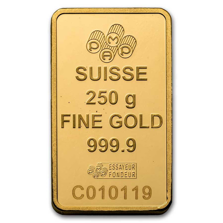 250 gram Gold Bar - PAMP Lady Fortuna Veriscan® (In Assay)
