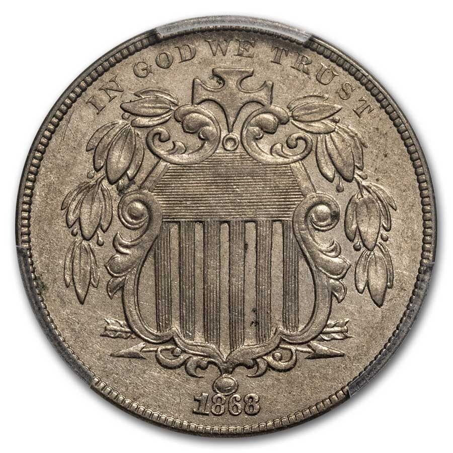 1868 Shield Nickel AU-50 PCGS