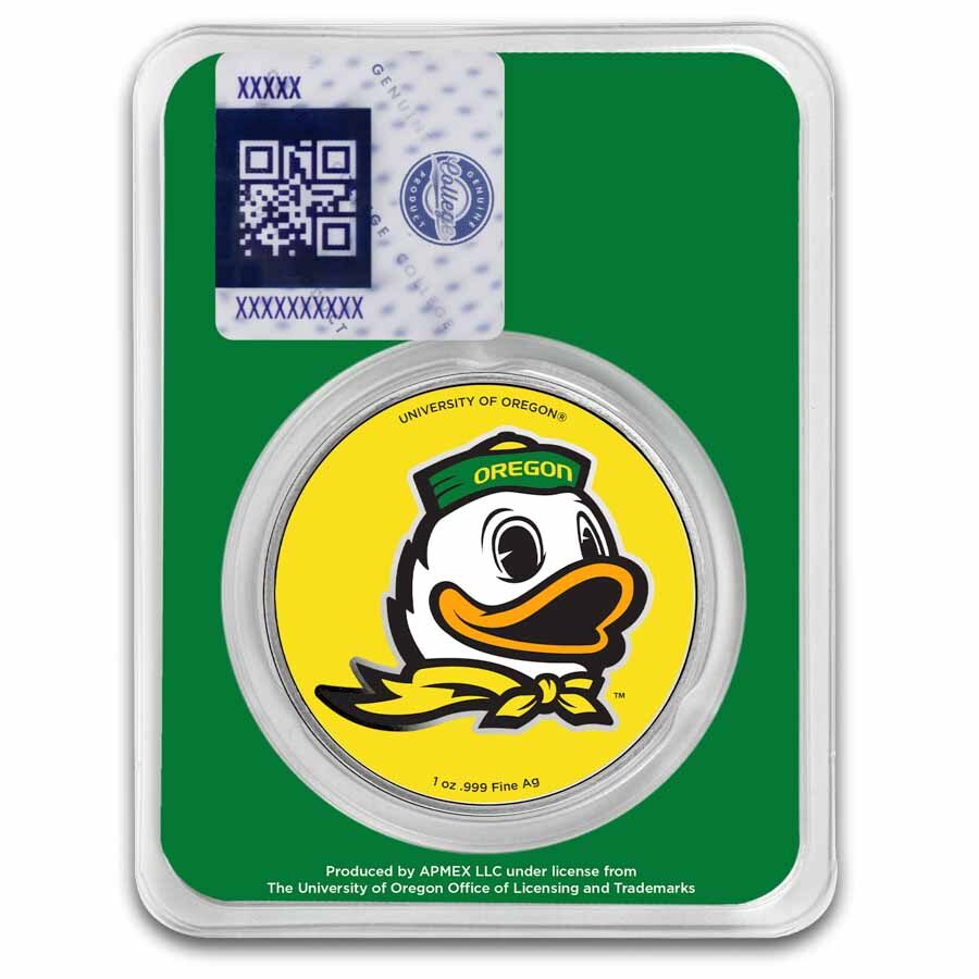University of Oregon 1 oz Silver Colorized Round (in TEP)