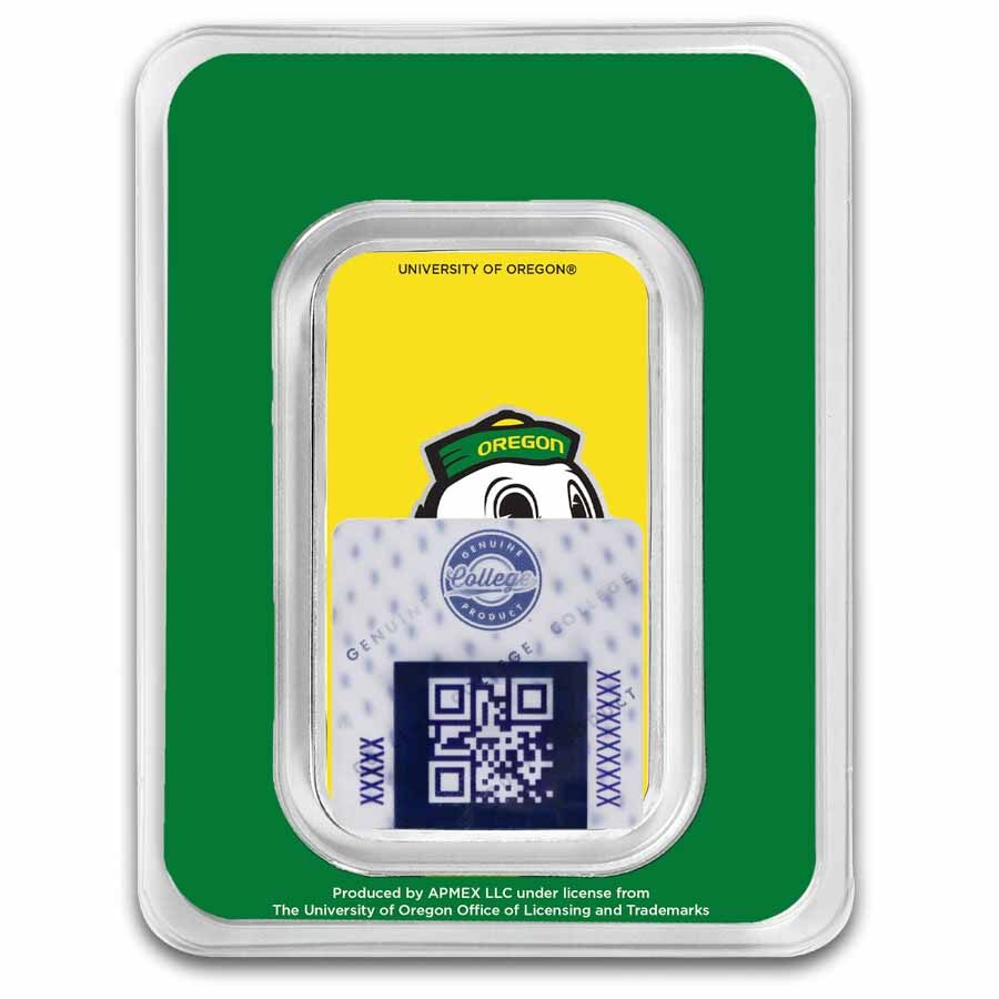 University of Oregon 1 oz Silver Colorized Bar (in TEP)