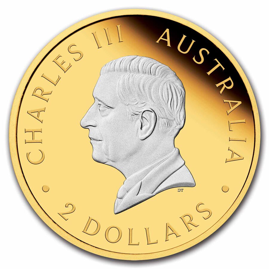2024 Australia 2 oz Silver Kangaroo Proof (Reverse Gilded)