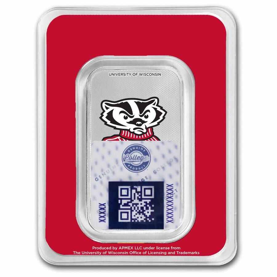 University of Wisconsin 1 oz Silver Colorized Bar (in TEP)