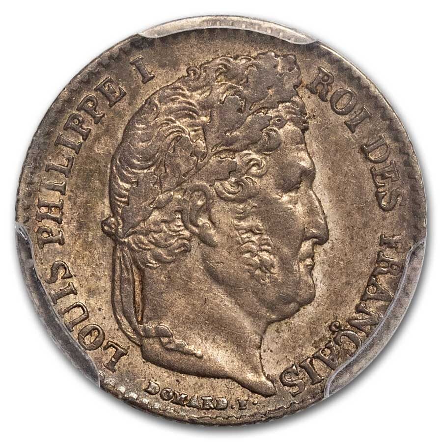 1844-W Kingdom of France AR 1/4 Franc Louis-Philippe AU-58 PCGS