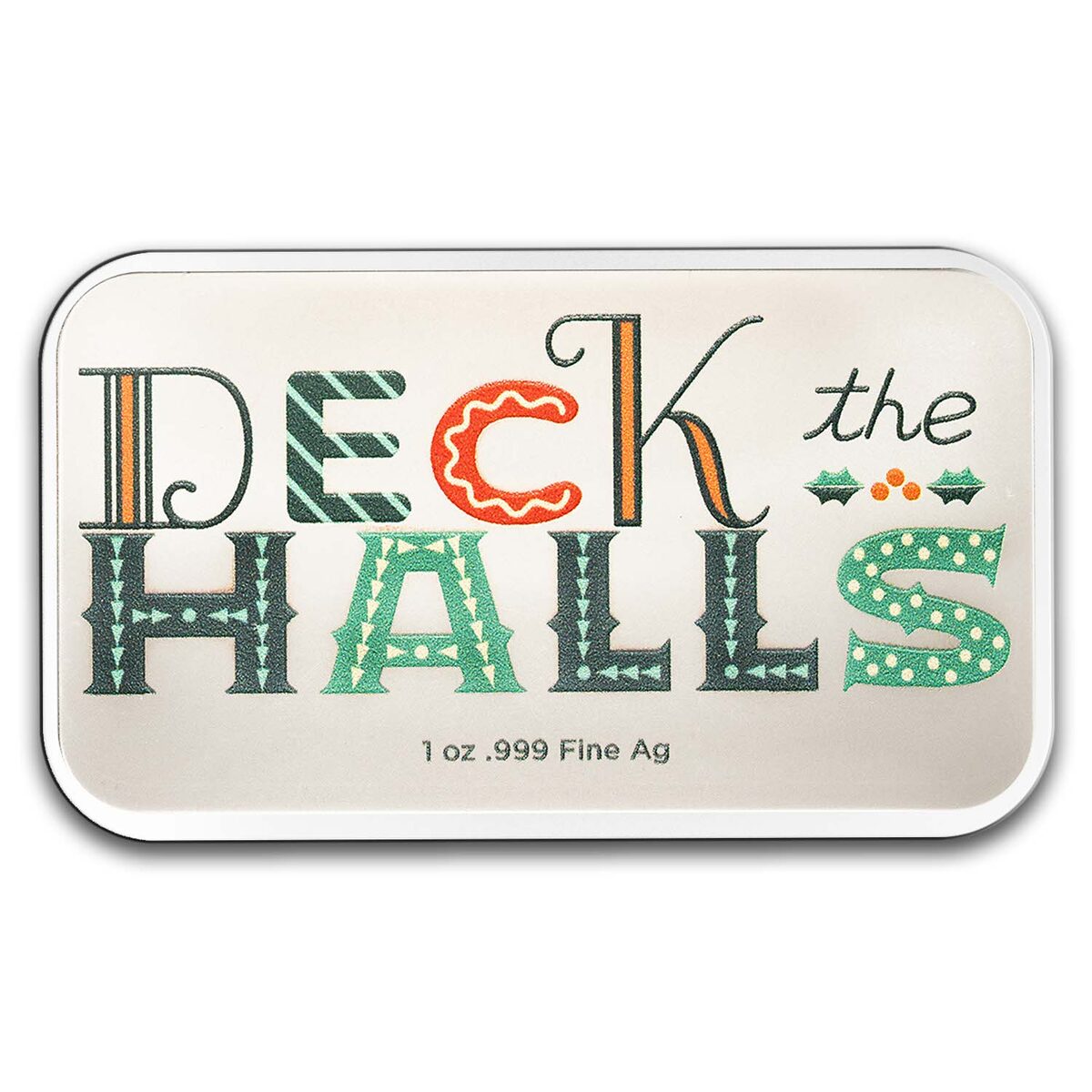 1 oz Silver Colorized Bar - Deck the Halls Doggies