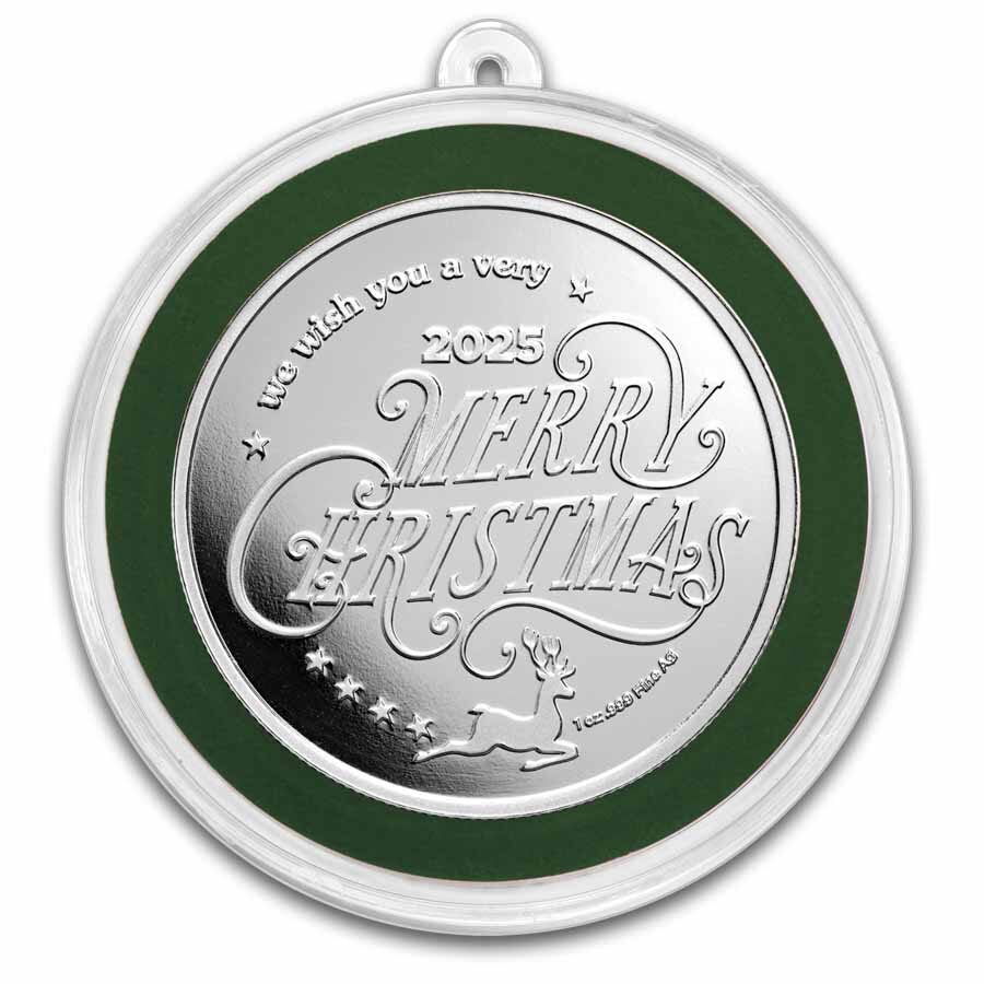 2025 1 oz Silver Colorized Round - Christmas Tree Rex
