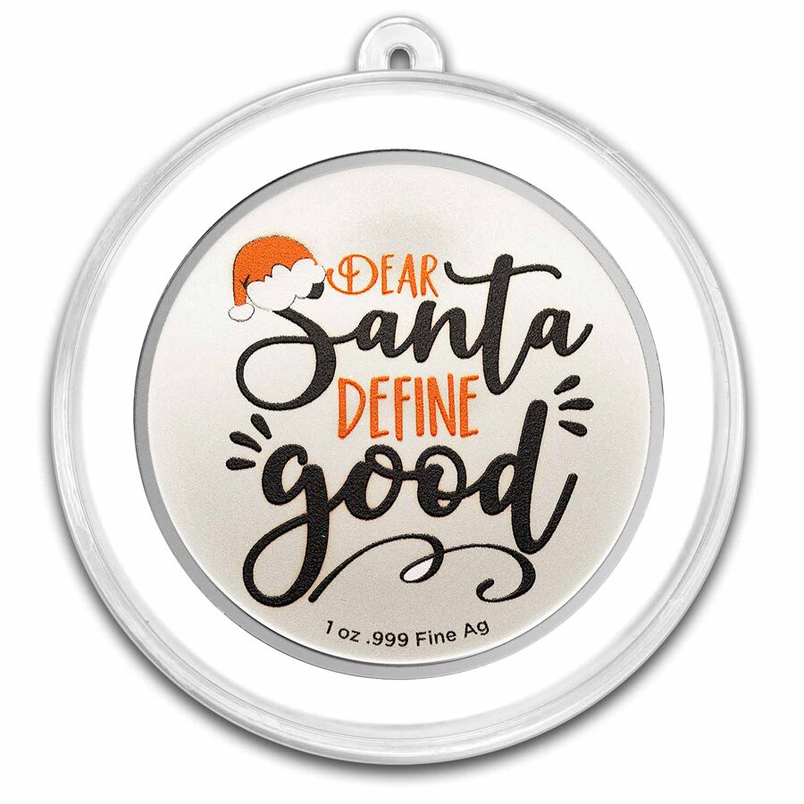 1 oz Silver Colorized Round - Cat: Dear Santa, Define "Good"