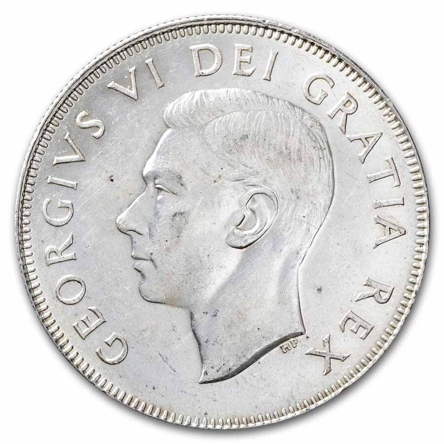 1951 Canada Silver 50 Cents George VI AU