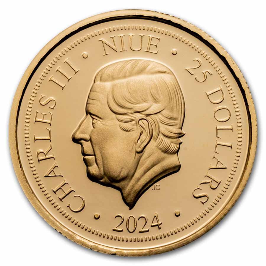 2024 Niue 1/4 oz Gold $25 Shark Week: Great White Shark
