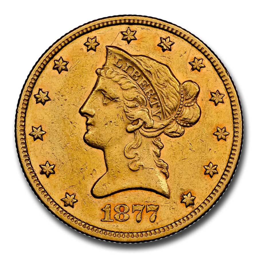 1877 $10 Liberty Gold Eagle AU-58 NGC