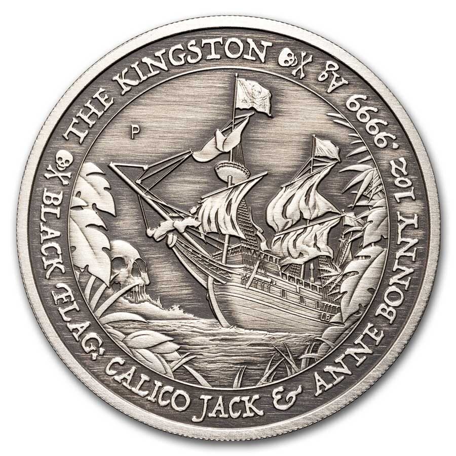 2024 TUV 1 oz Silver Black Flag Antiqued Kingston MS-70 PCGS FS