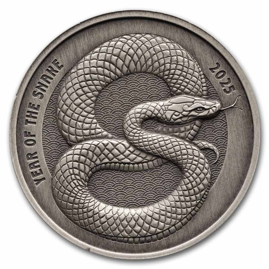 2 oz Silver HR Antique - 2025 APMEX Year of the Snake (Series 2)