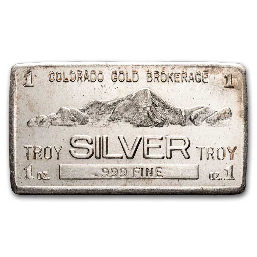 1 oz Silver Bar - Vintage Colorado Gold Brokerage