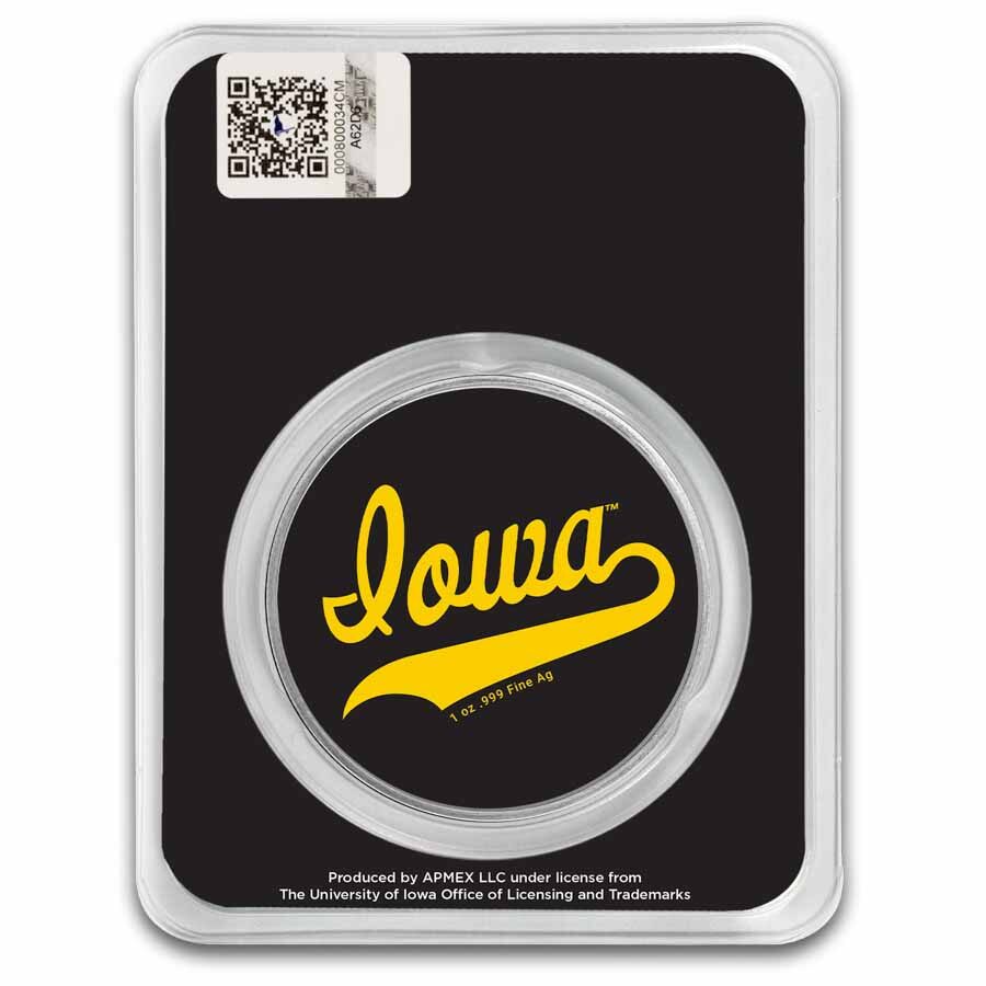 University of Iowa 1 oz Silver Colorized Round (in TEP)