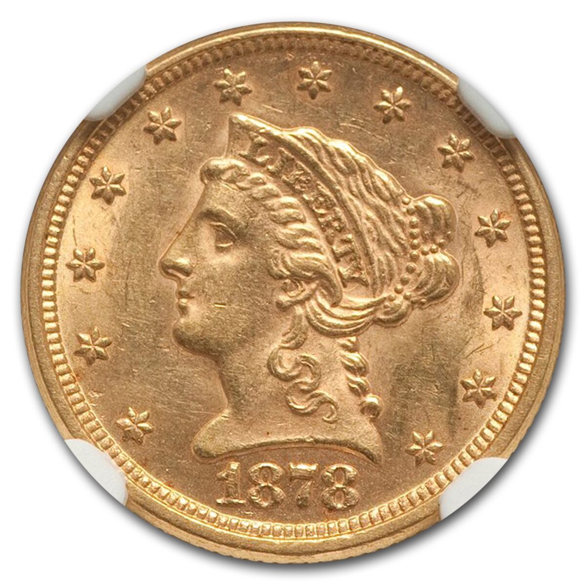 1878 $2.50 Liberty Gold Quarter Eagle MS-61 NGC