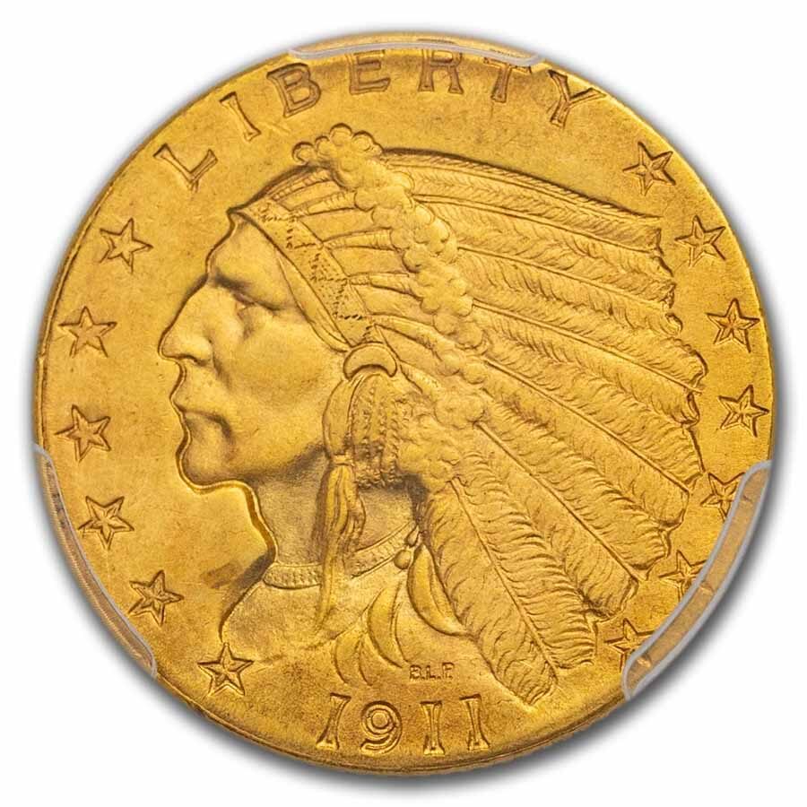 1911 $2.50 Indian Gold Quarter Eagle MS-63 PCGS
