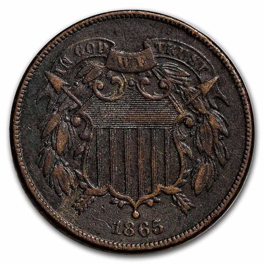 1865 Two Cent Piece VF Details