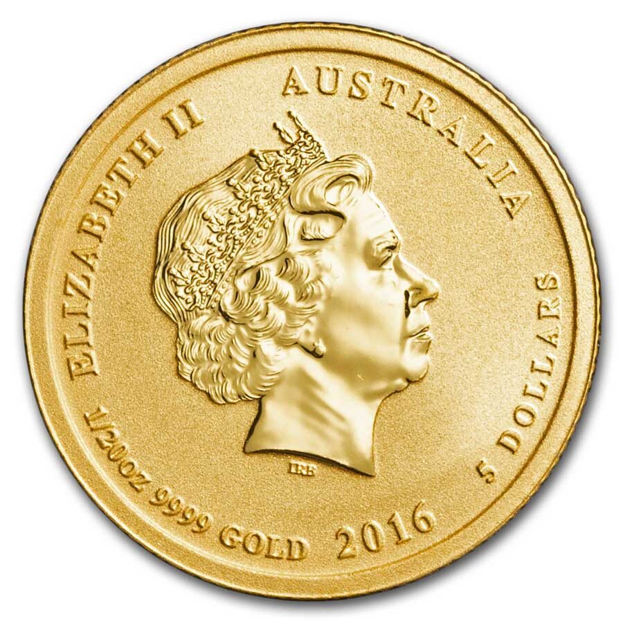 2016 Australia 1/20 oz Gold Colorized Lunar Monkey BU