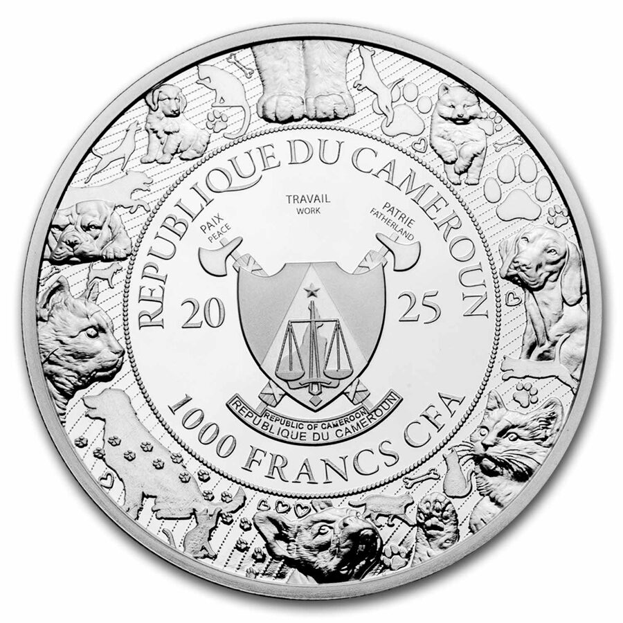 2025 Cameroon 1 oz Silver AI•NIMALS Cat DJ (w/ Box & COA)