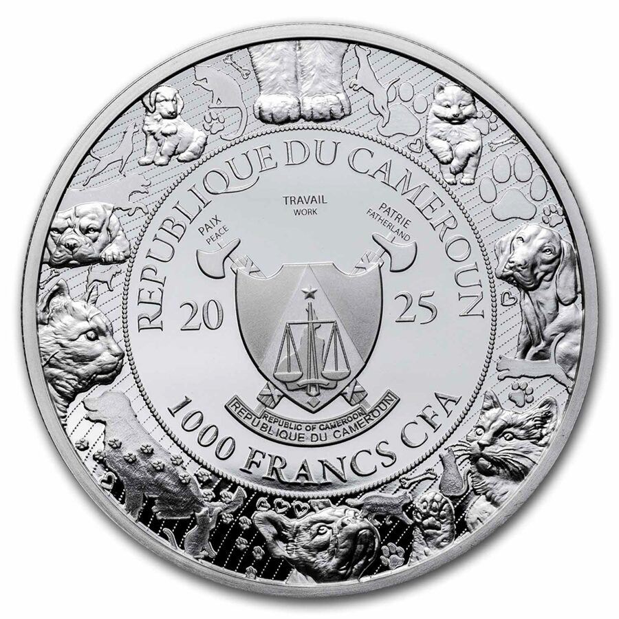 2025 Cameroon 1 oz Silver AI•NIMALS Cat Kung Fu (w/ Box & COA)