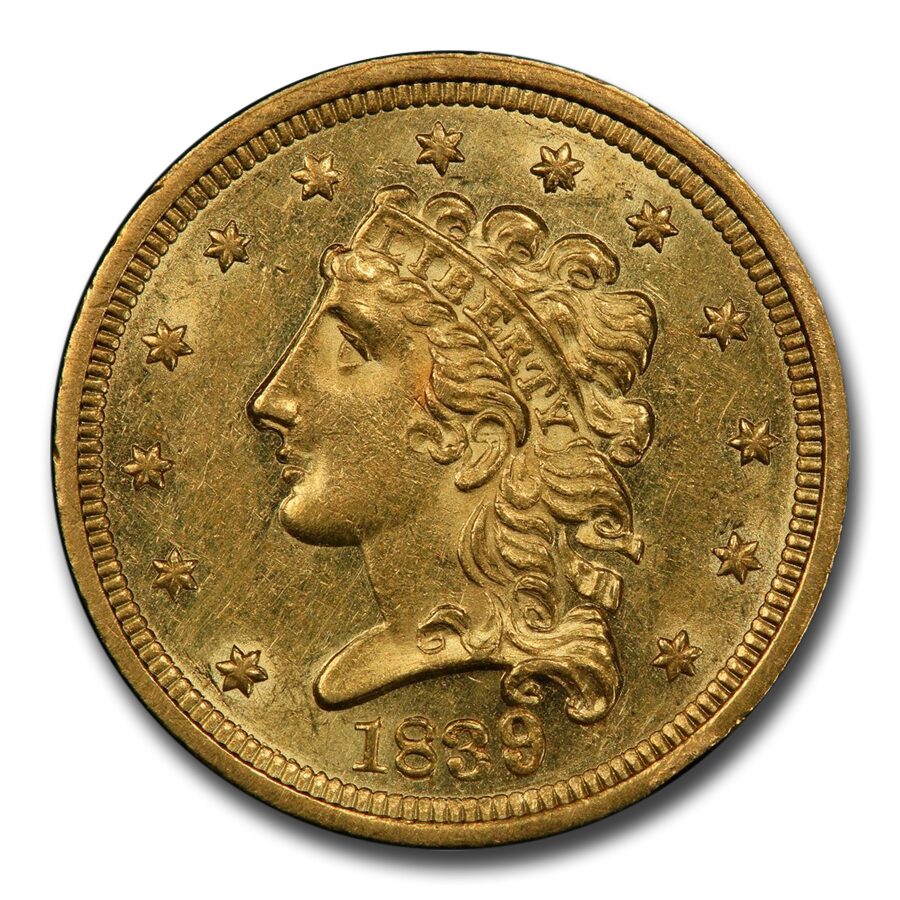 1839 $2.50 Classic Head Gold Quarter Eagle MS-61 PCGS