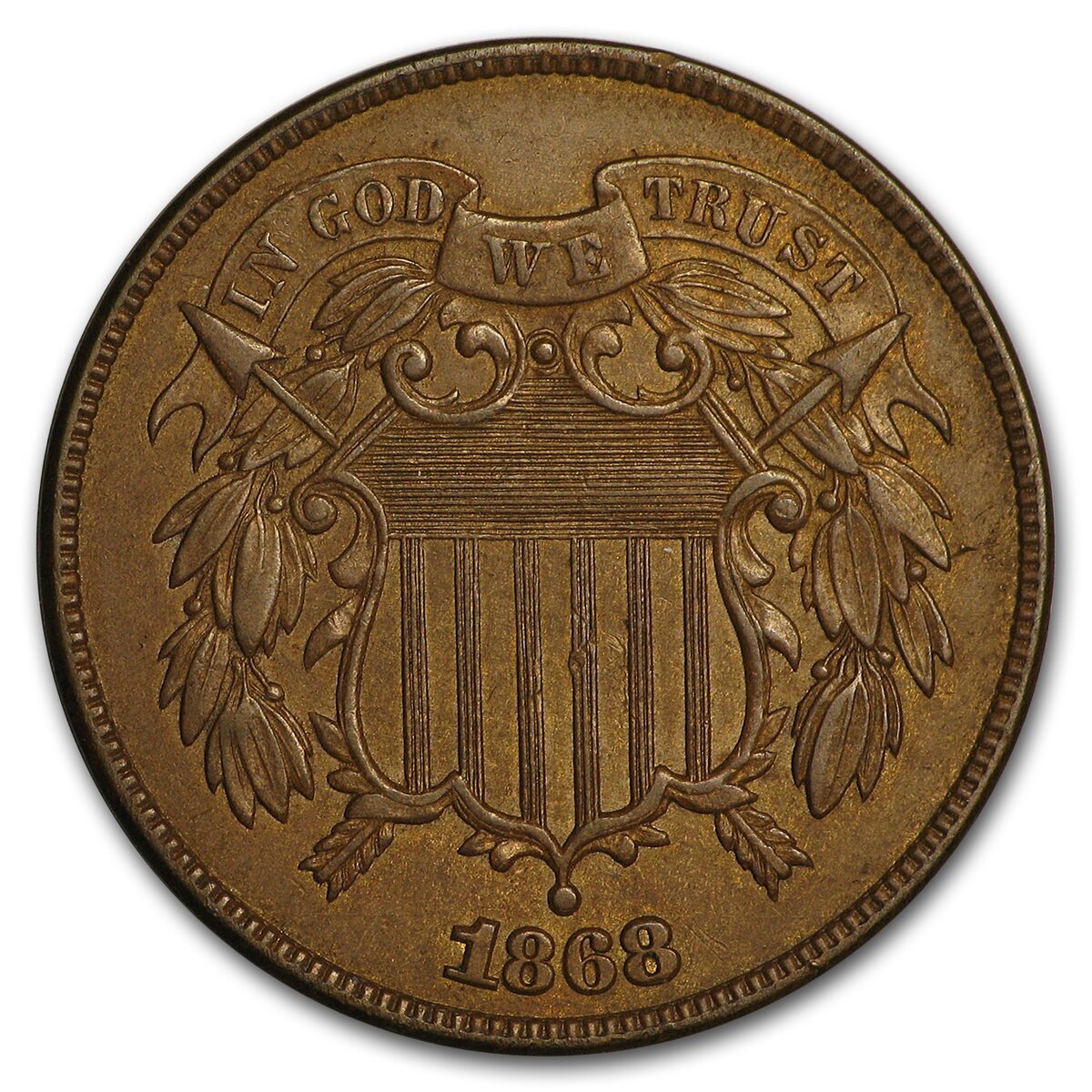 1868 Two Cent Piece AU