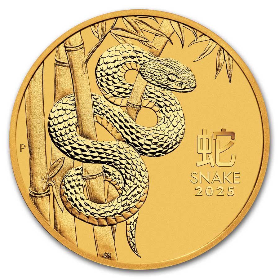 2025 Australia 1 oz Gold Lunar Snake MS-70 PCGS (FS, Red Label)