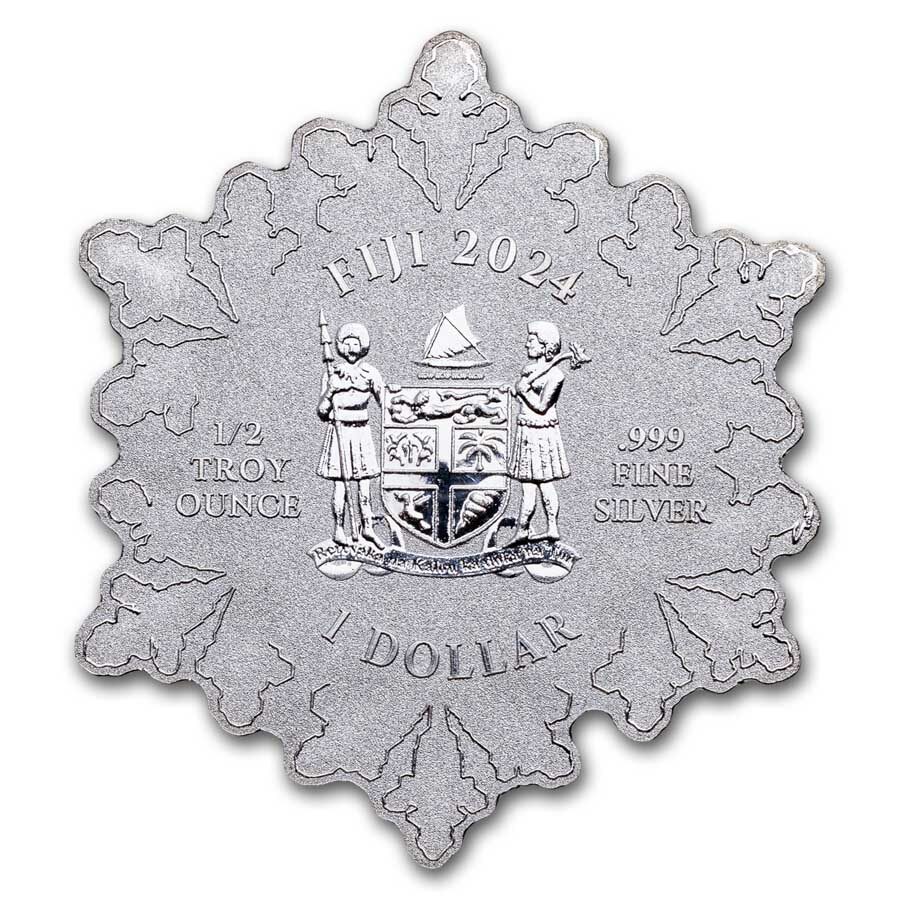 2024 Fiji 1/2 oz Silver Snowflake Coin w/ Crystals, Box & COA
